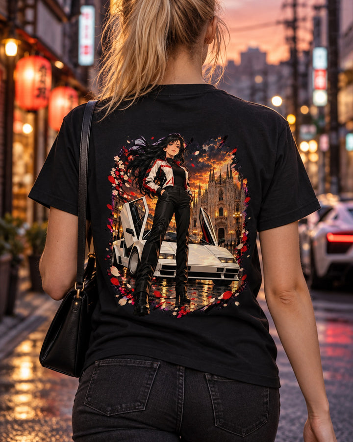 Lamborghini Countach Anime Girl Shirt, Hoodie & More T-Shirt Black worn hero