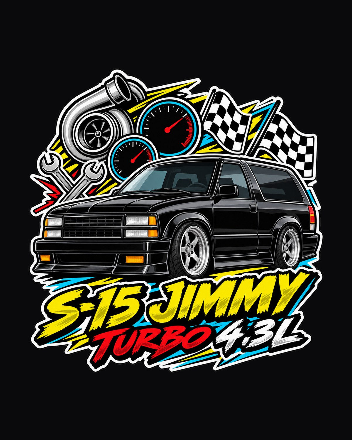 GMC Typhoon Sticker Bomb Shirt, S-15 Jimmy Turbo 4.3L Tee design only