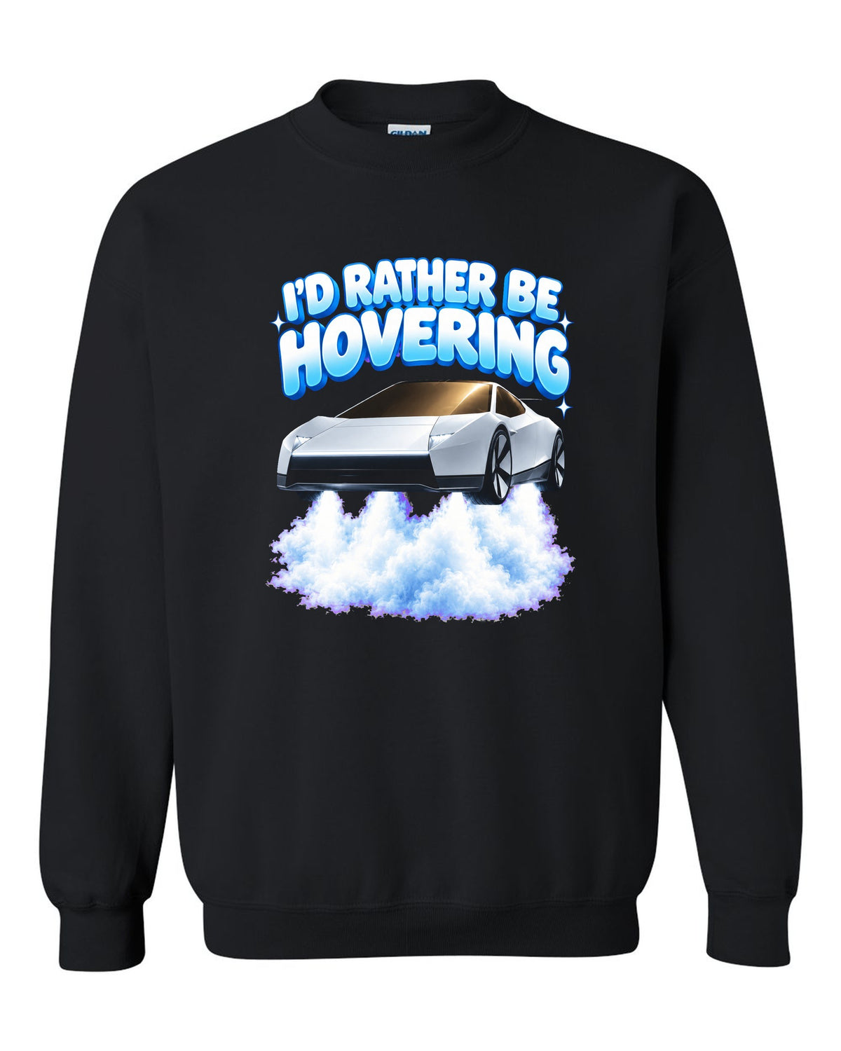 Tesla Roadster Rather Be Hovering Crewneck Black front