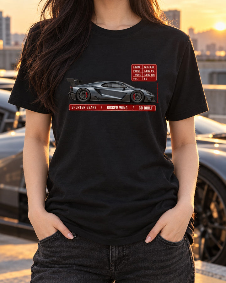 Bugatti Chiron Pur Sport Spec Poster Tee, 60 Built, 2020 T-Shirt Black worn hero