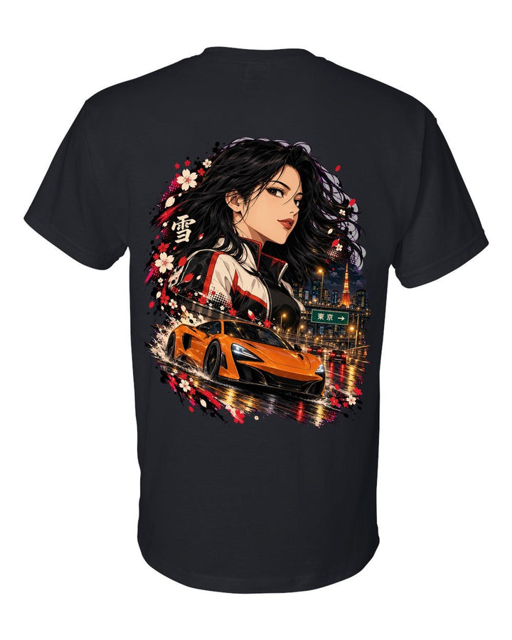 McLaren 720S Anime Girl T-Shirt Black back