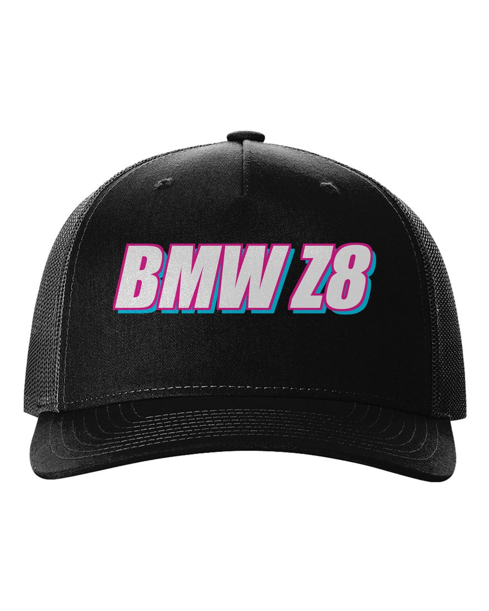 black hat front view with car name