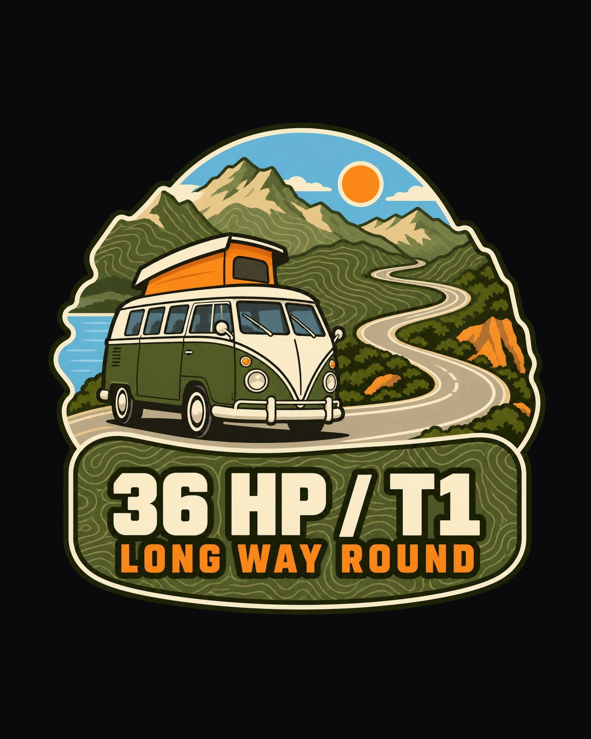 VW Bus T1 Split-Window Route Map Shirt, Camper Van Gift design only