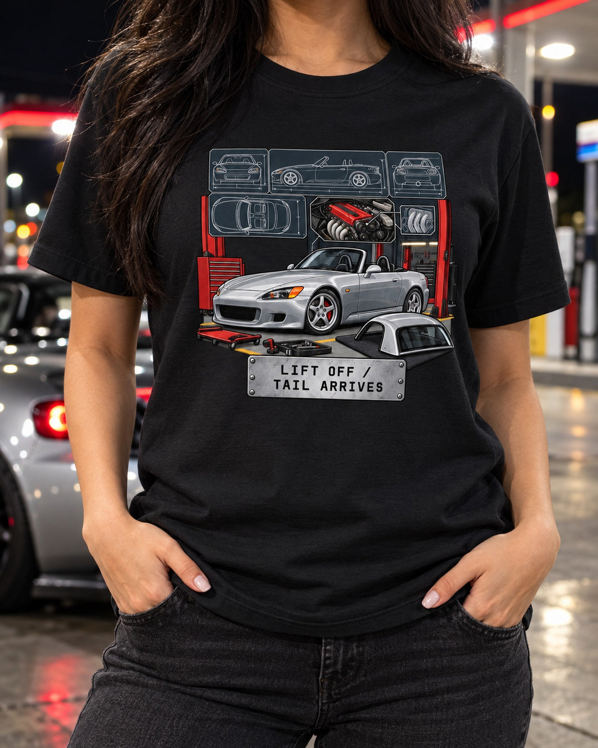 S2000 AP1 Shop Spec Sheet Data Plate Shirt, Lift Off Oversteer T-Shirt Black worn hero