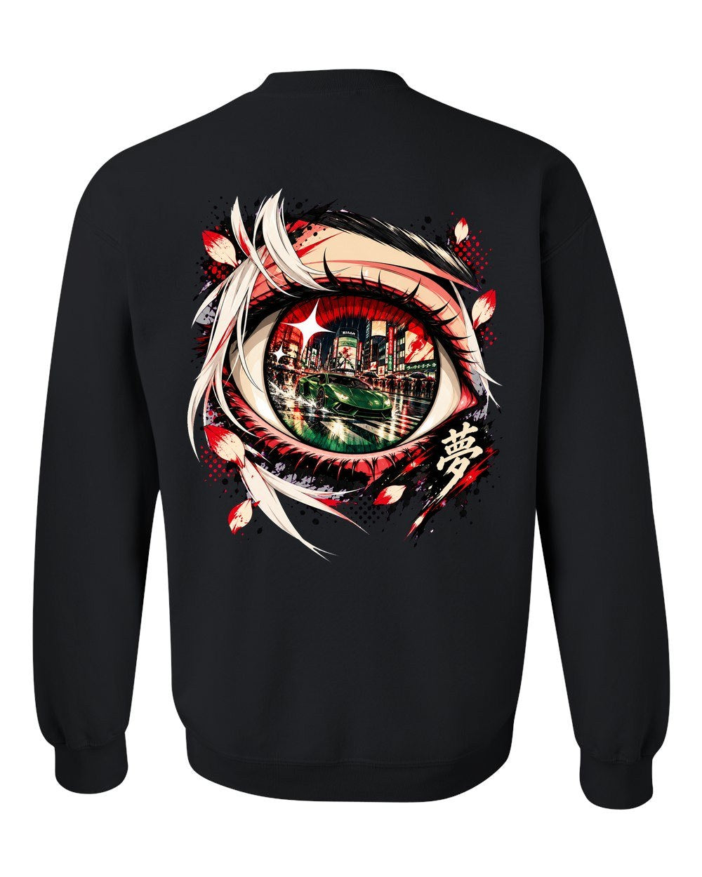 Lamborghini Huracán Anime Girl Crewneck Black back
