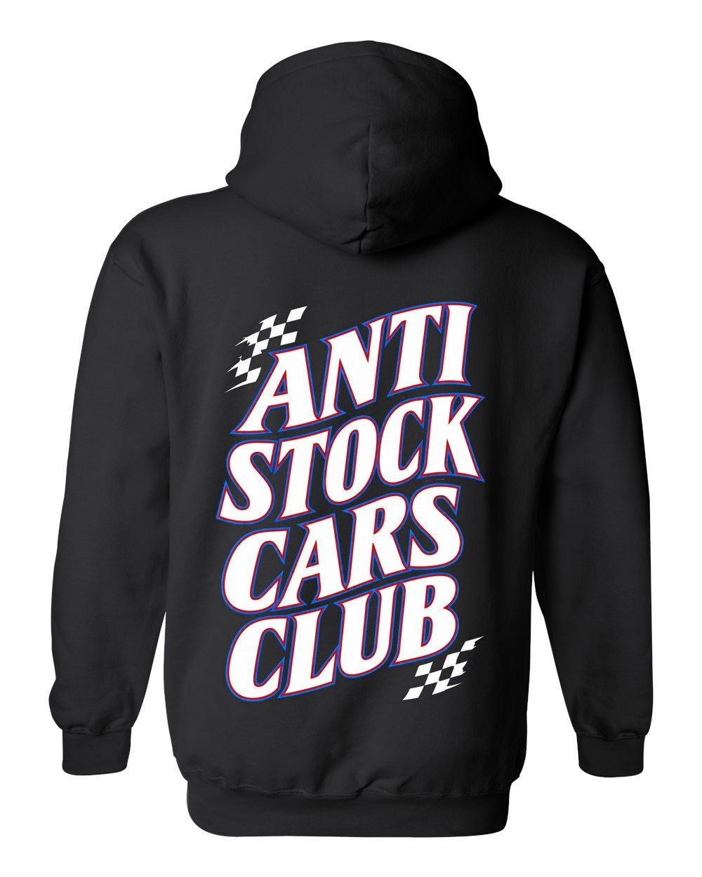 Anti Stock Cars Club Racing Sponsor Stack Pull Over Hoodie Black back