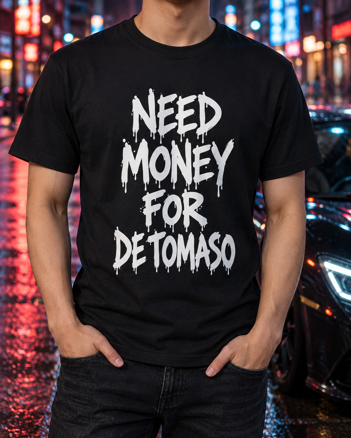 Need Money For De Tomaso Shirt, Funny Car Guy Tee T-Shirt Black worn hero