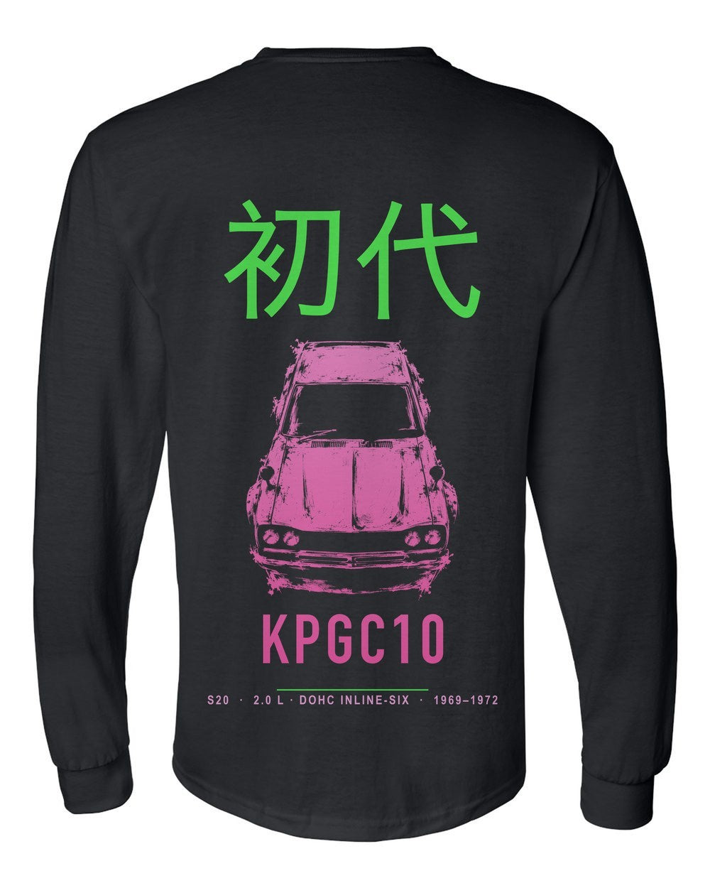 KPGC10 full-back artwork black long sleeve back view with the design