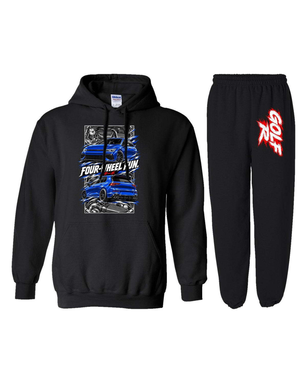 Golf R Torn Poster Hoodie + Jogger Set black hoodie and sweatpants