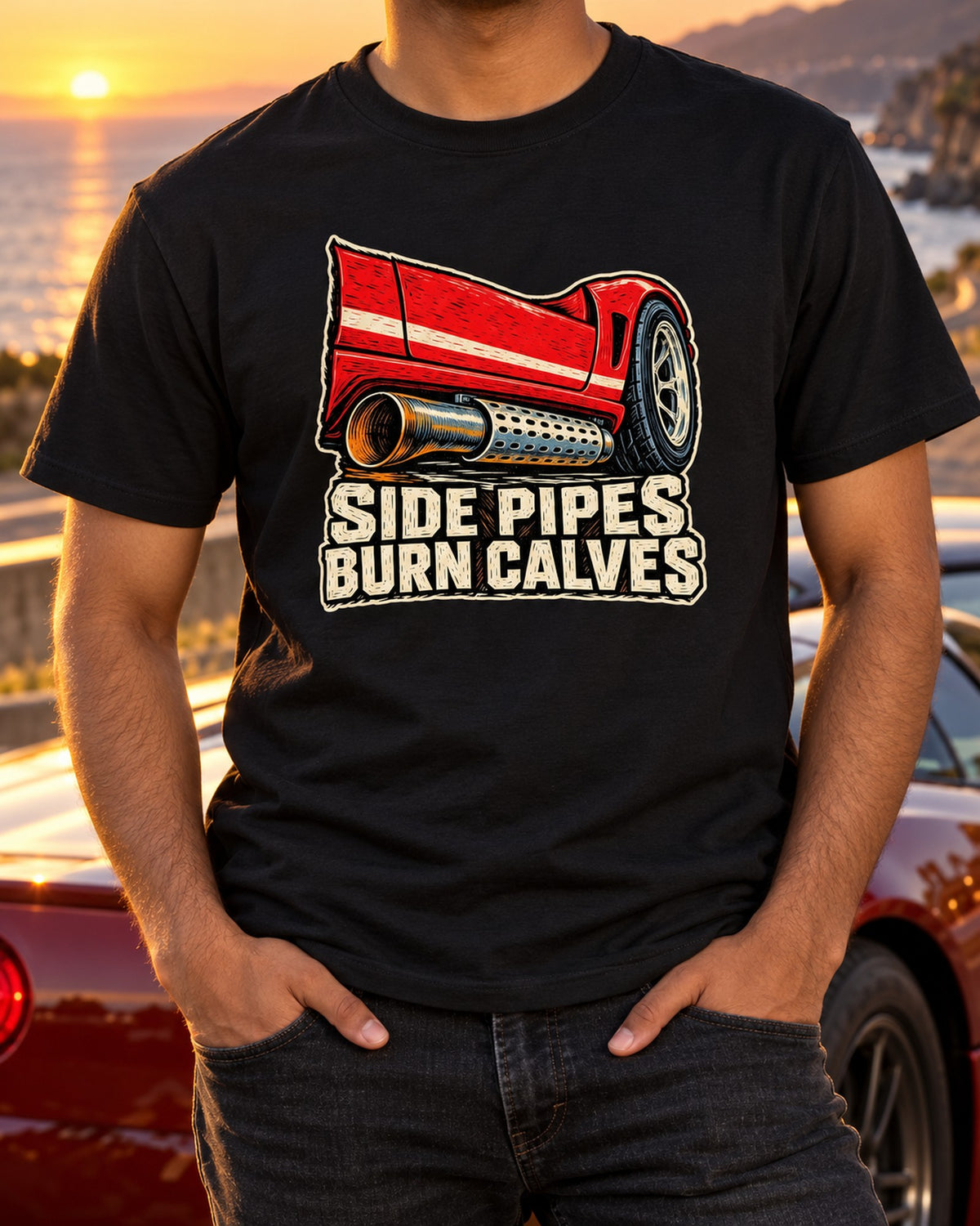 Dodge Viper RT/10 Side Pipe Linocut Shirt, Car Guy Tee T-Shirt Black worn hero