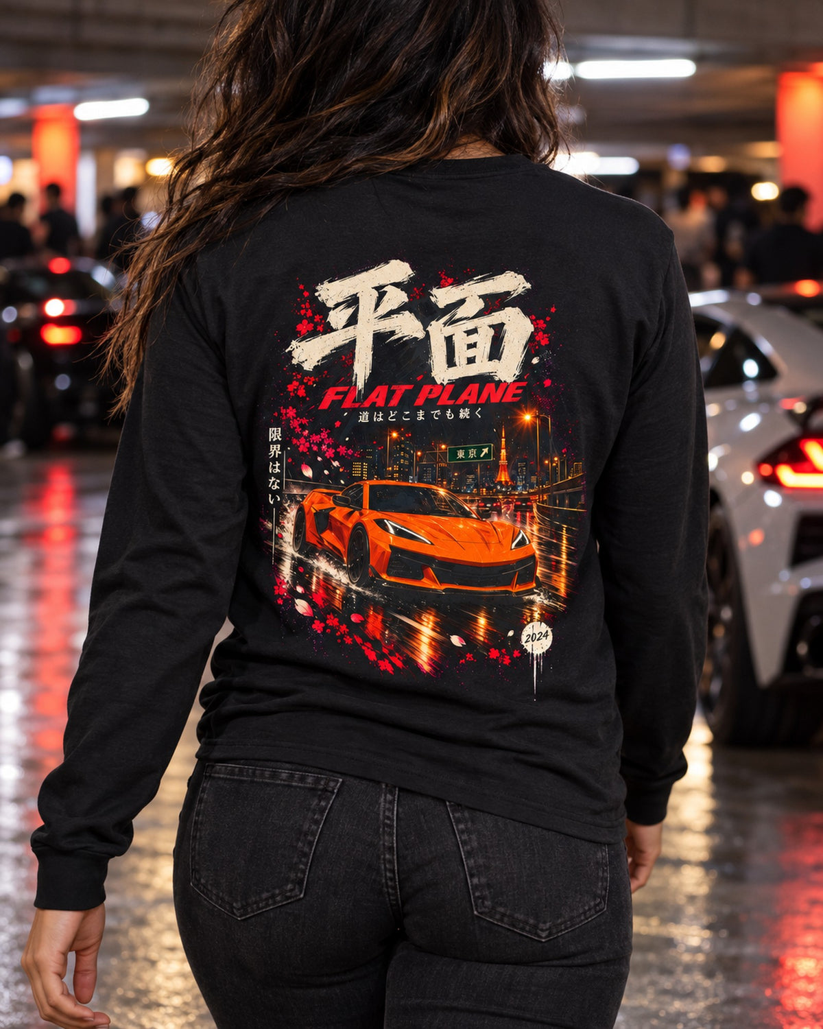Chevrolet Corvette C8 Z06 Flat Plane Shirt, Hoodie & More Long Sleeve Black worn hero