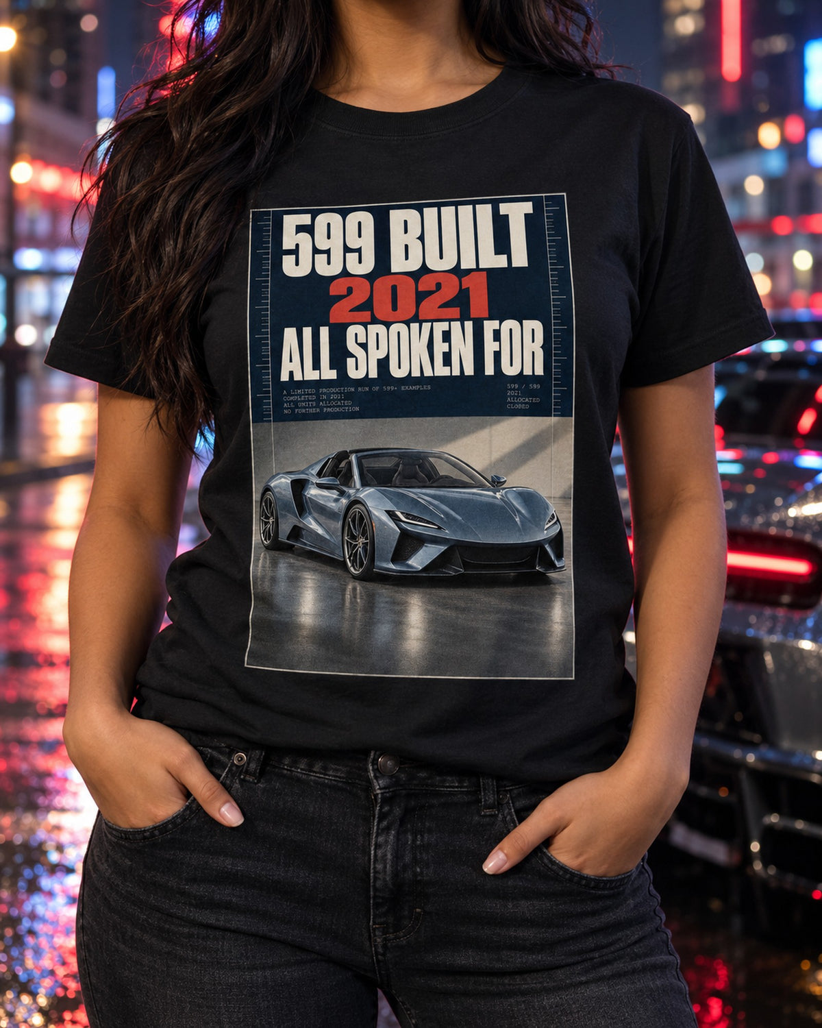 Ferrari Daytona SP3 Halftone Shirt, 599 Built print T-Shirt Black worn hero