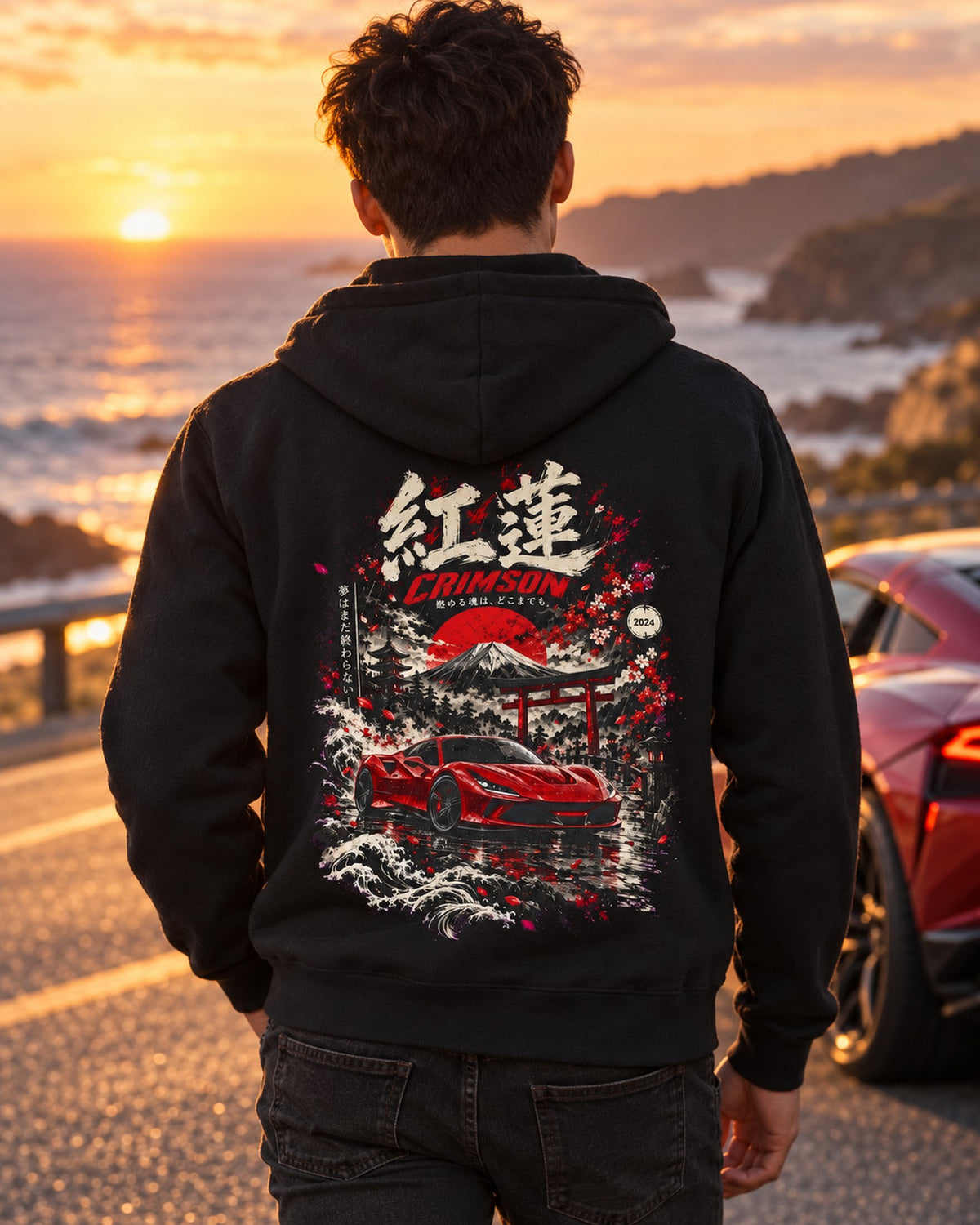 Ferrari F8 Tributo Crimson Shirt, Hoodie & More Zip Hoodie Black worn hero