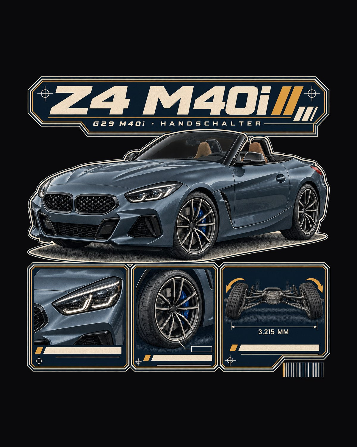 BMW i7 M70 G70 Dossier Panels Tee, Rear Wheel Steering design only