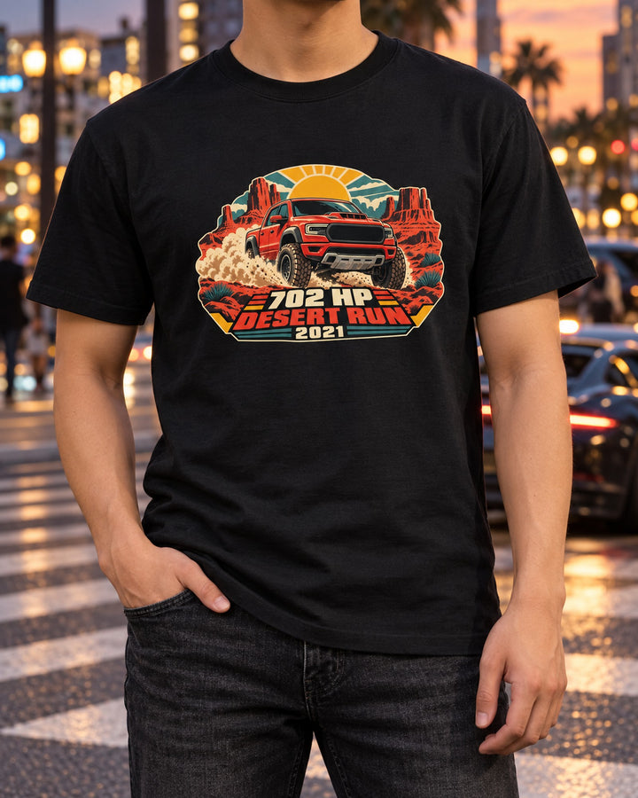 Ram 1500 TRX Desert Run Vintage Race Poster Tee, 2021 T-Shirt Black worn hero