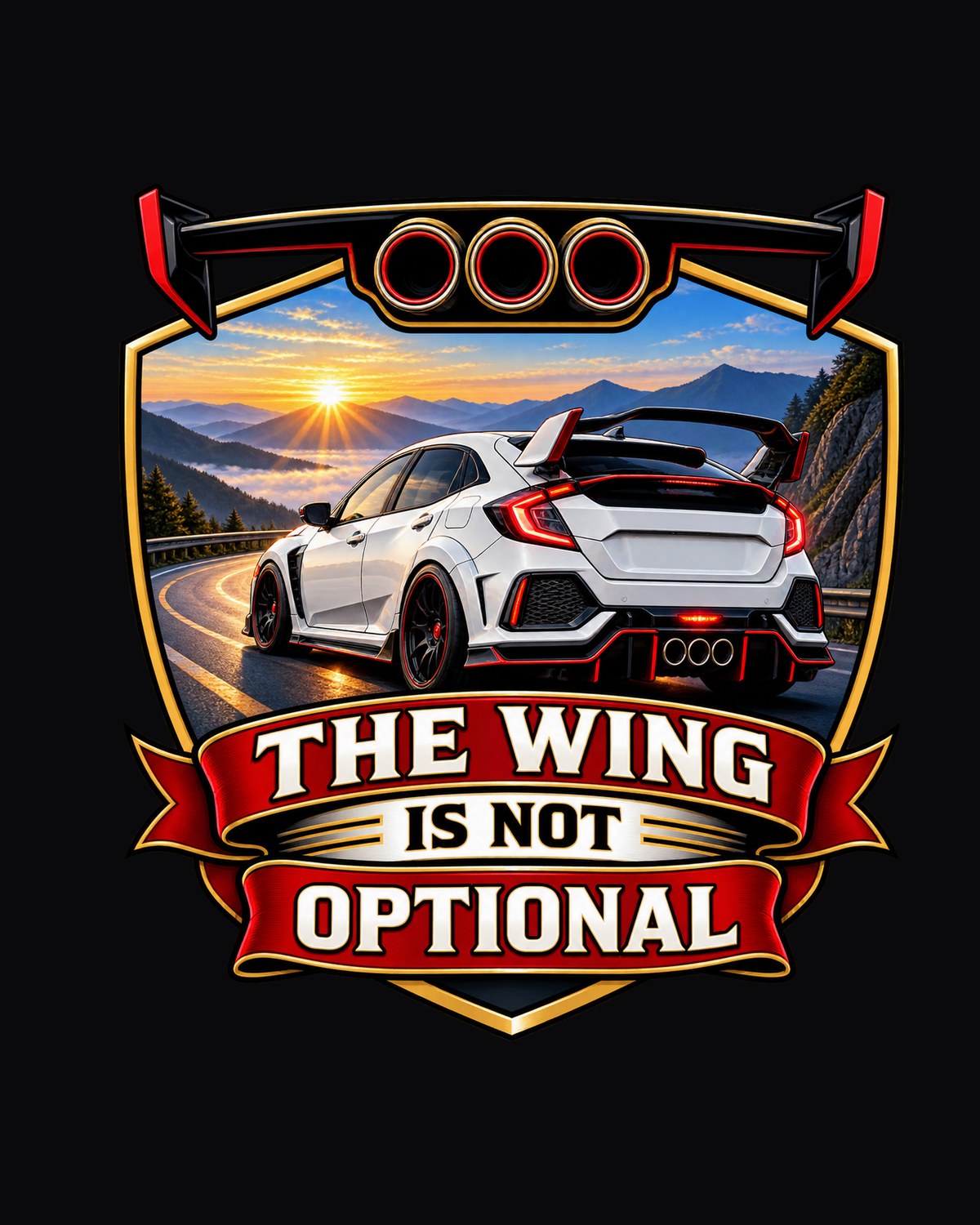 Civic Type R FK8 Racing Shield Shirt, Wing Is Not Optional Tee design only