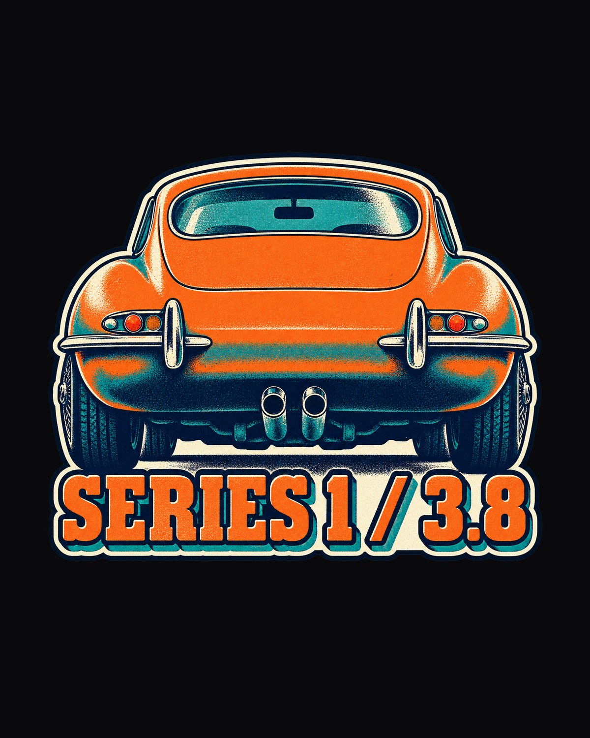 Jaguar E-Type Series 1 3.8 Risograph Style Car Shirt design only