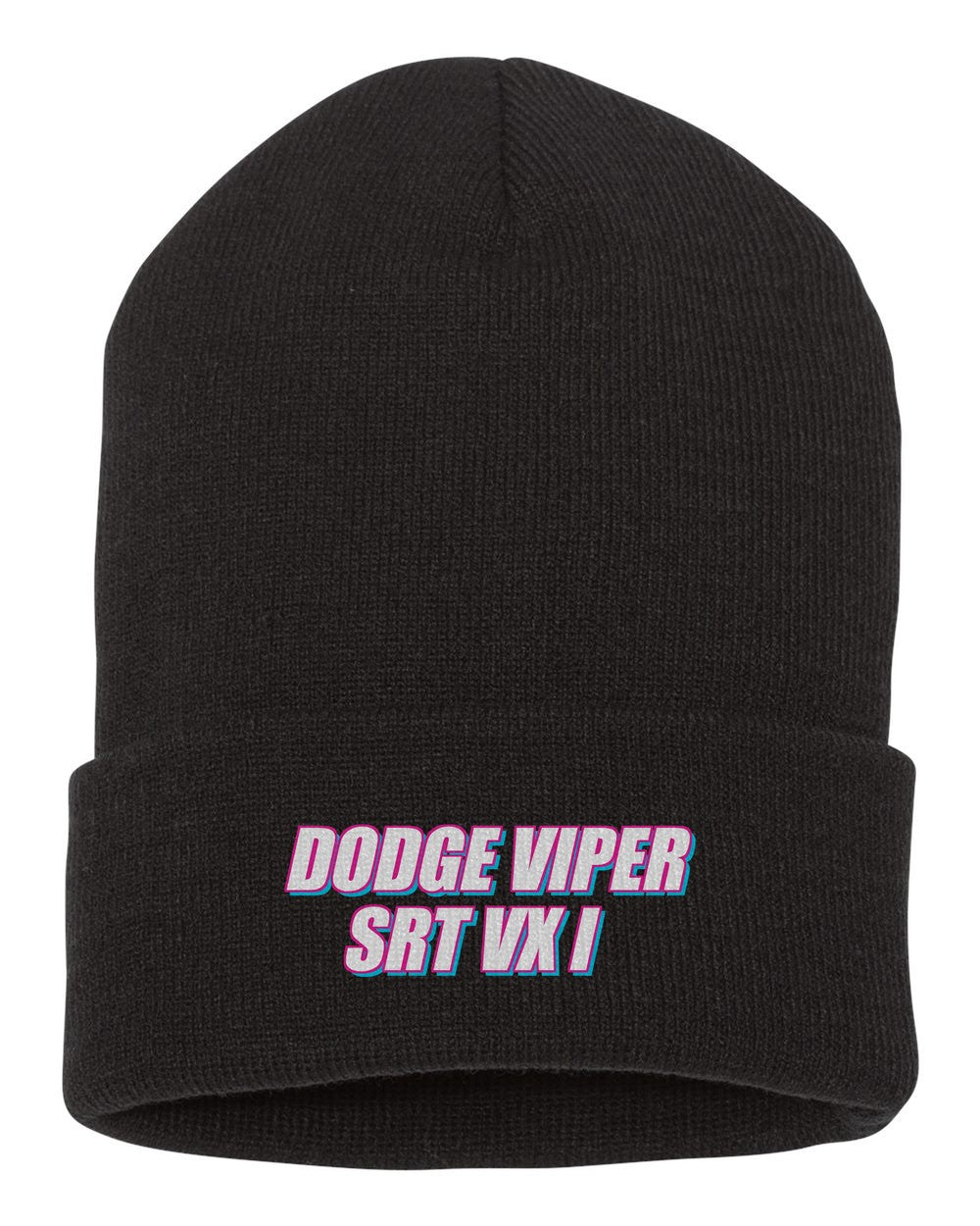 Dodge Viper Srt Vx I black beanie front view with car name