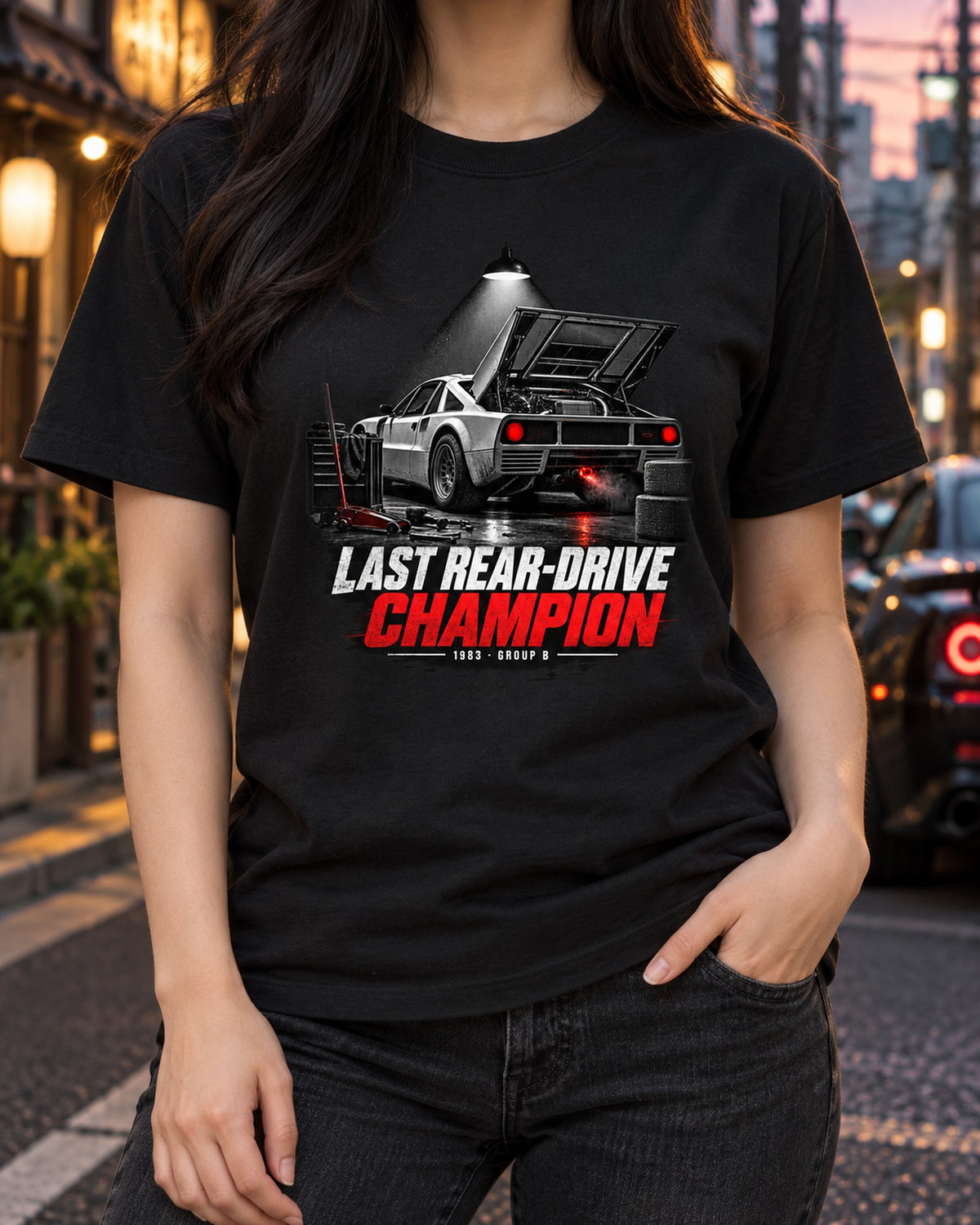 Lancia Rally 037 Last Rear-Drive Champion 1983 Garage Tee T-Shirt Black worn hero