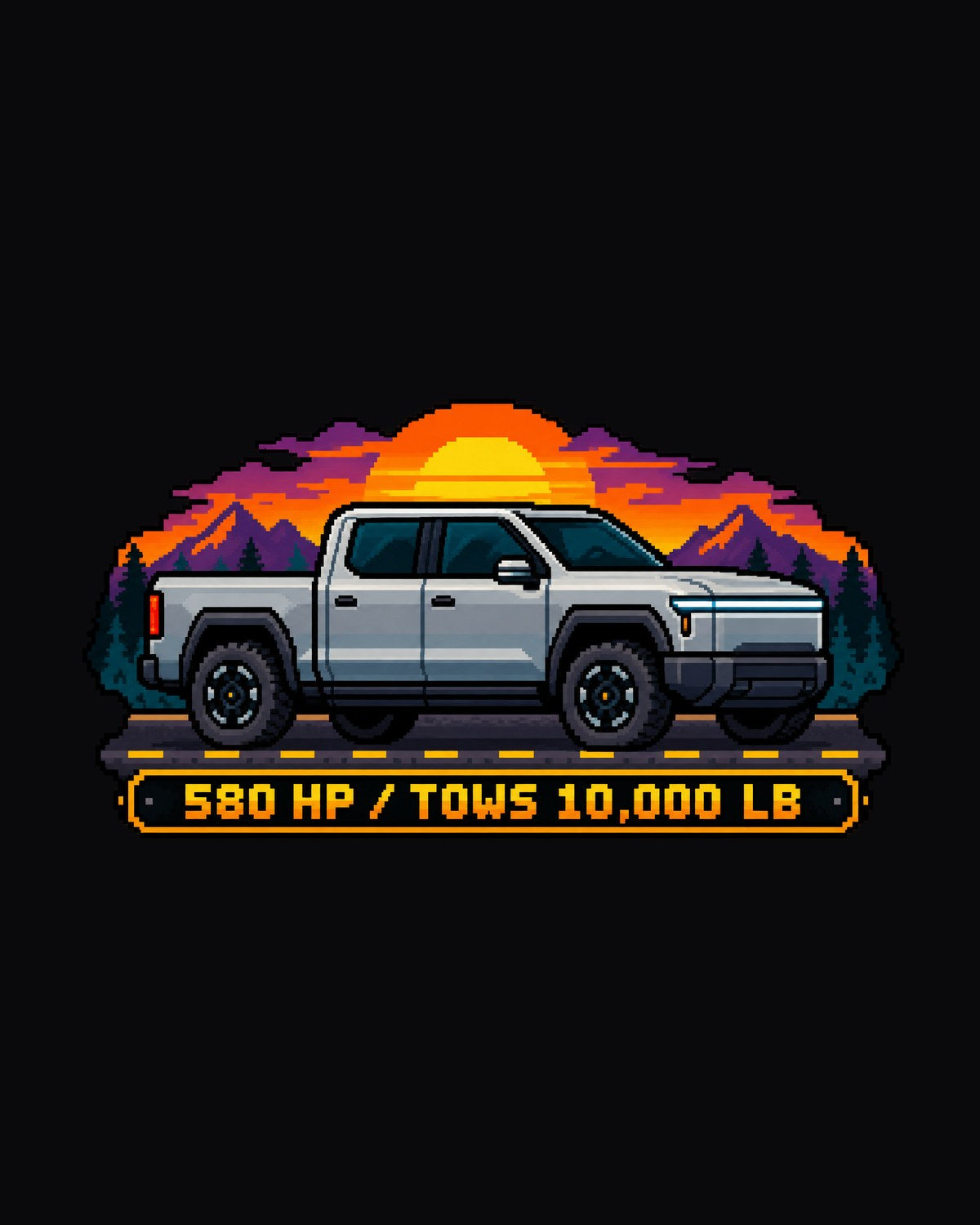 Ford F-150 Lightning 16-Bit Pixel Pickup Tee, EV Truck Shirt design only