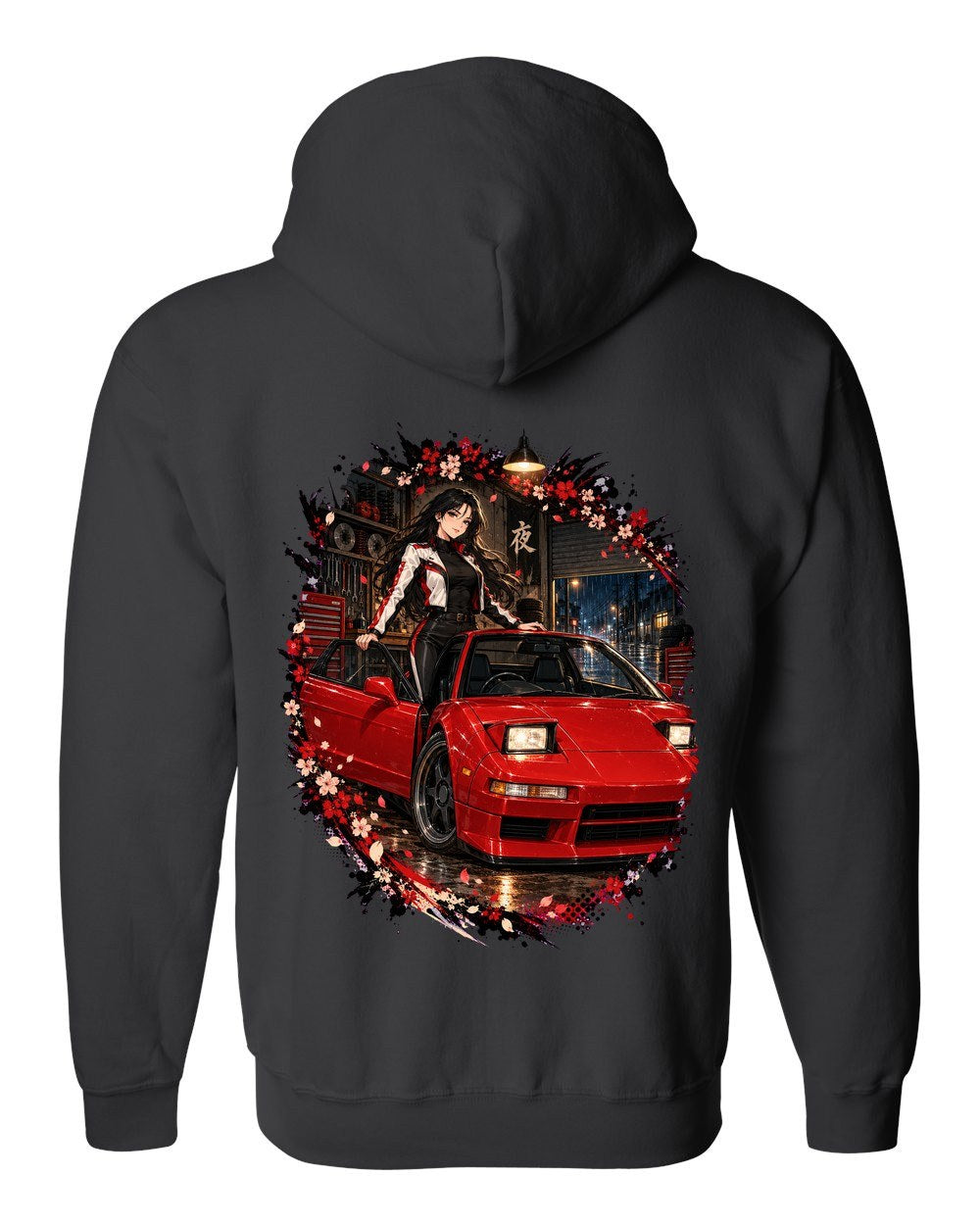 Honda NSX NA1 Anime Girl Zip Hoodie Black back