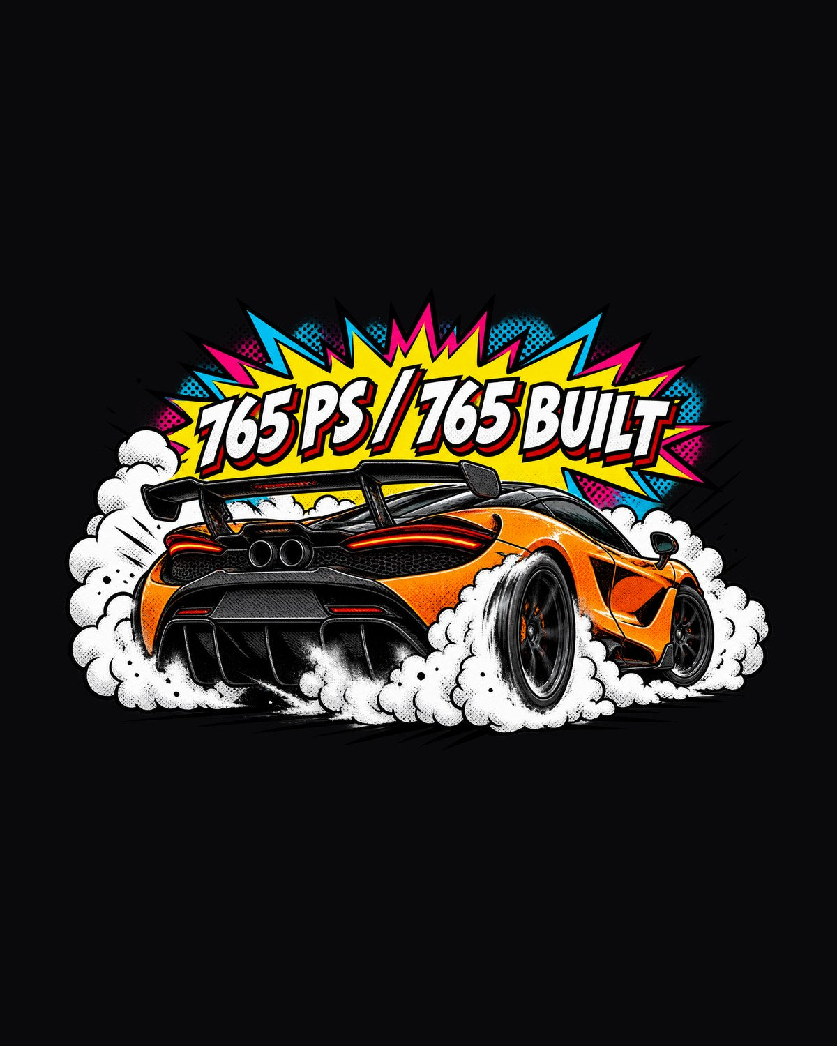 McLaren 765LT Comic Pop Art Burnout Tee, 765 Built design only