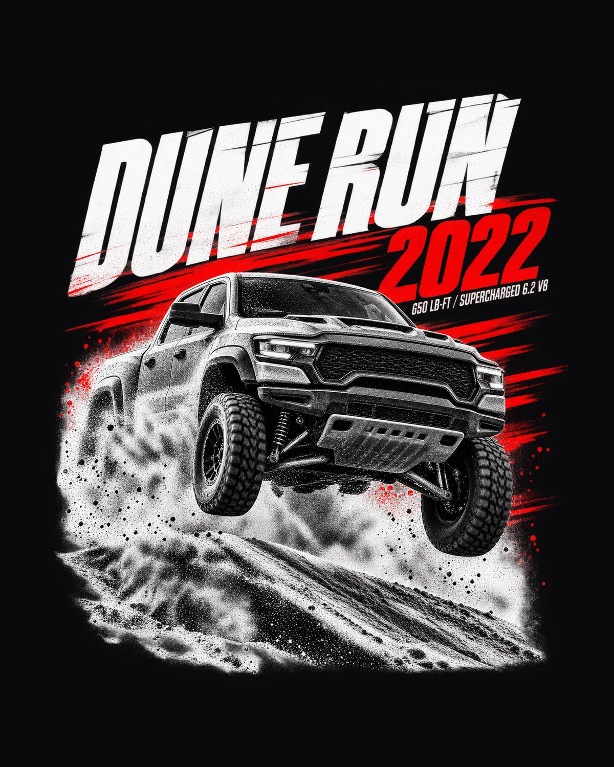 Ram 1500 TRX 2022 Dune Run Race Poster Tee, 650 Lb-Ft design only
