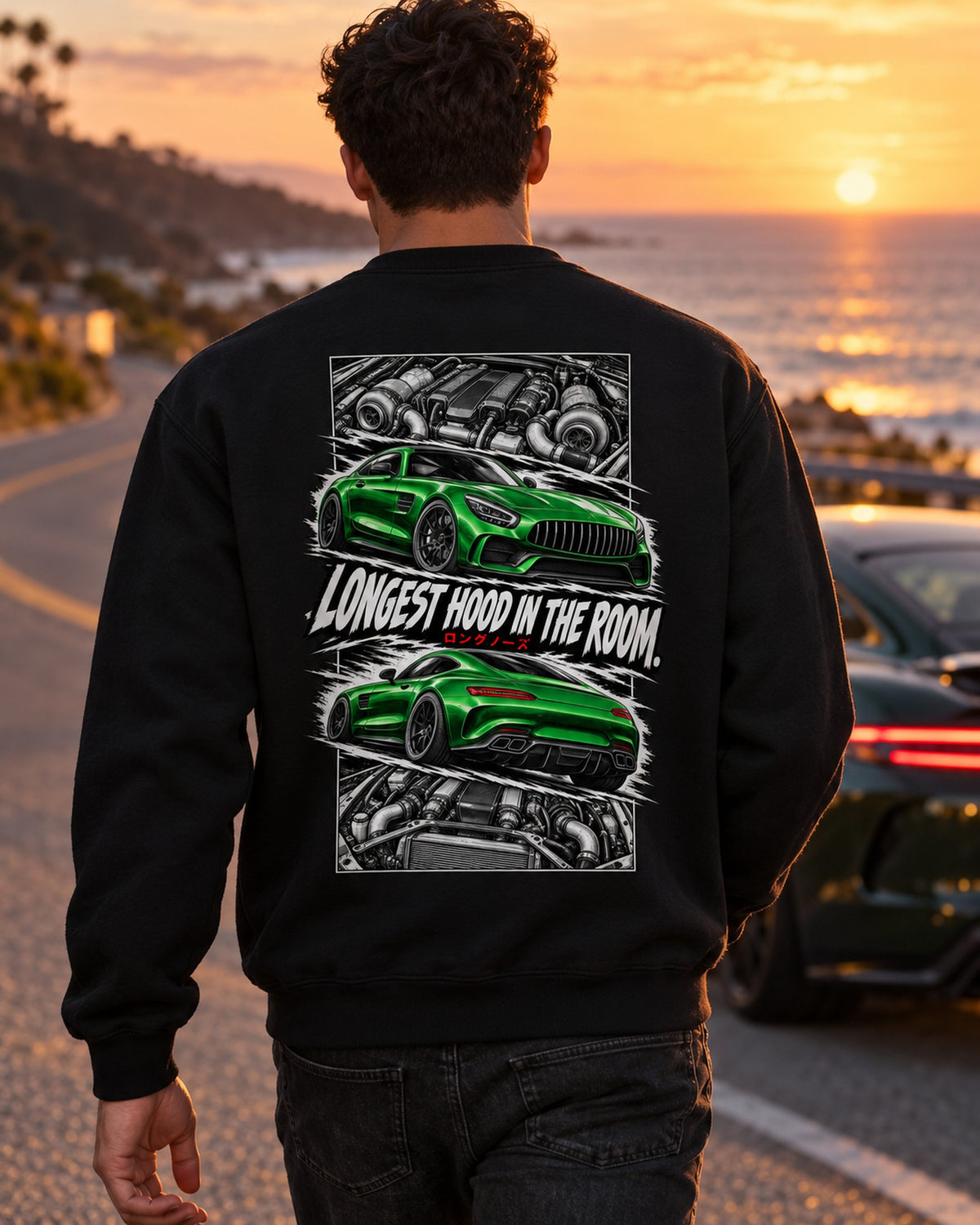 Mercedes-AMG Gt Torn Poster Full-Back Graphic Tee Crewneck Black worn hero