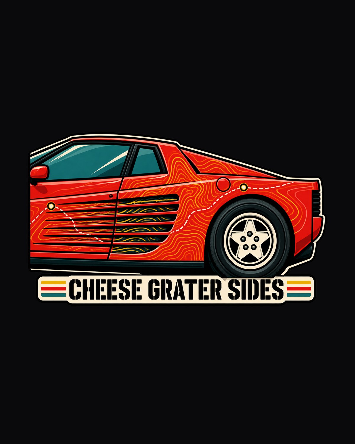 Ferrari Testarossa F110 Cheese Grater Sides Contour Map Tee design only