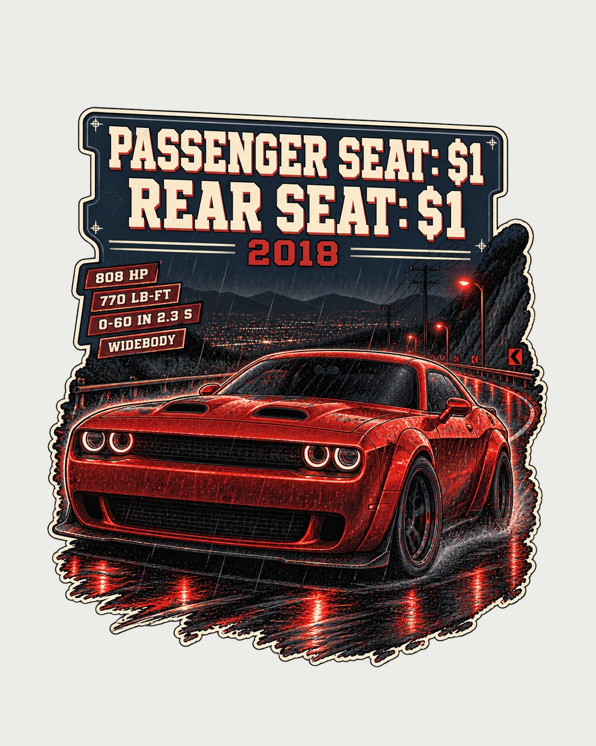 2018 Dodge Challenger SRT Demon Night Street Shirt design only
