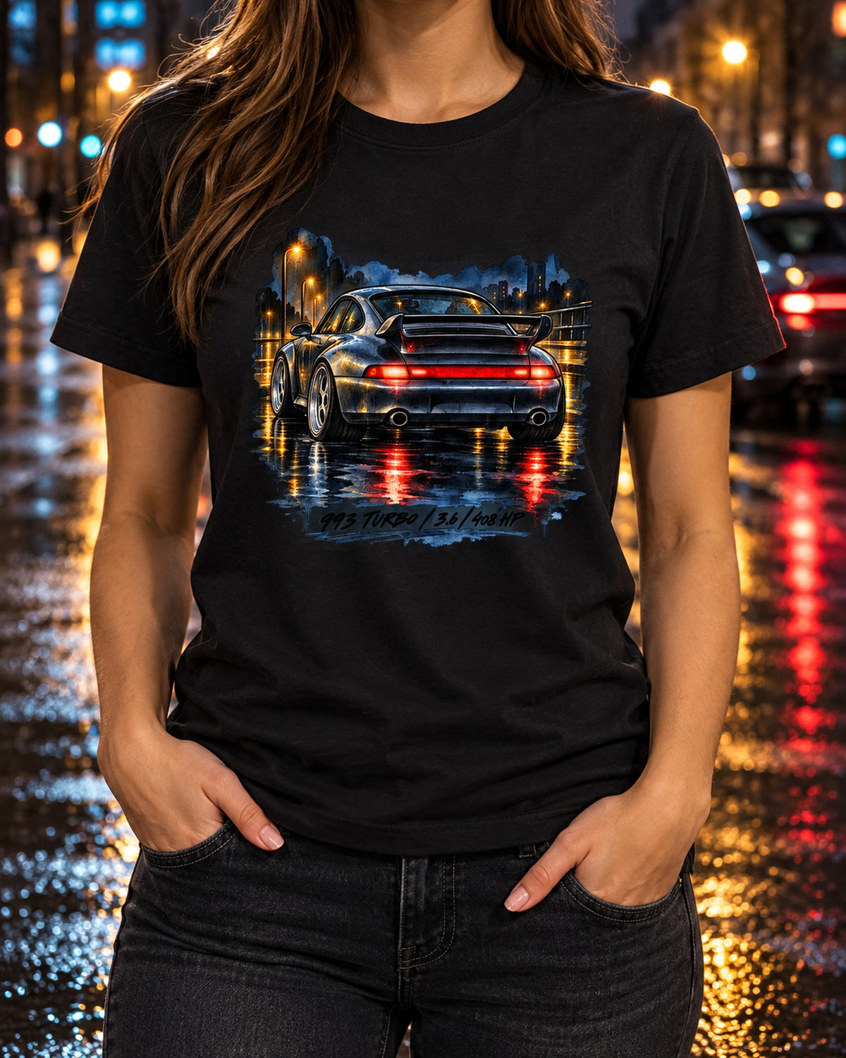 Porsche 911 Turbo 3.3 930 1978 Spec Sheet Data Plate Shirt T-Shirt Black worn hero
