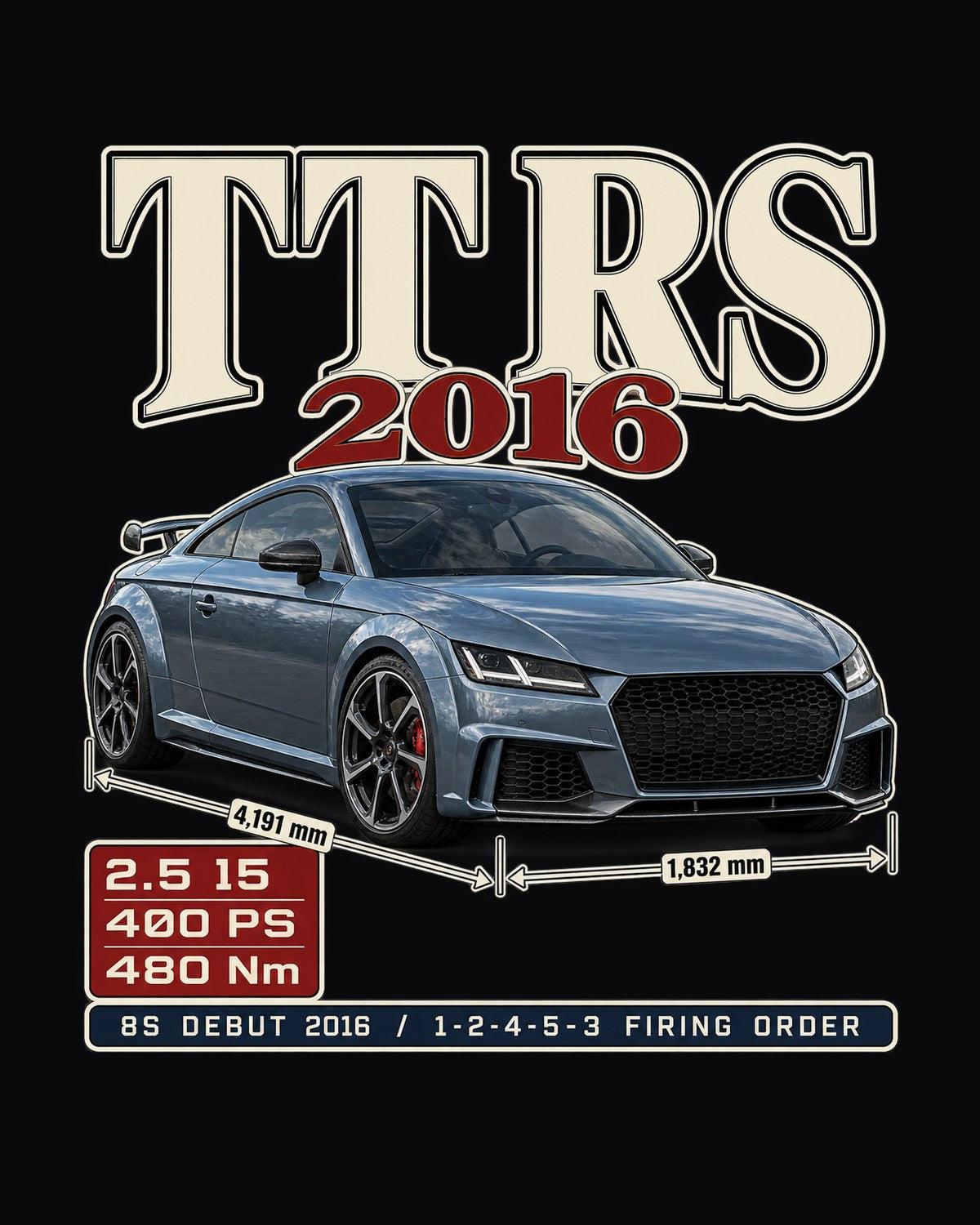 Audi TT RS 8S 2016 Archive Panel Tee, Five-Cylinder Order design only