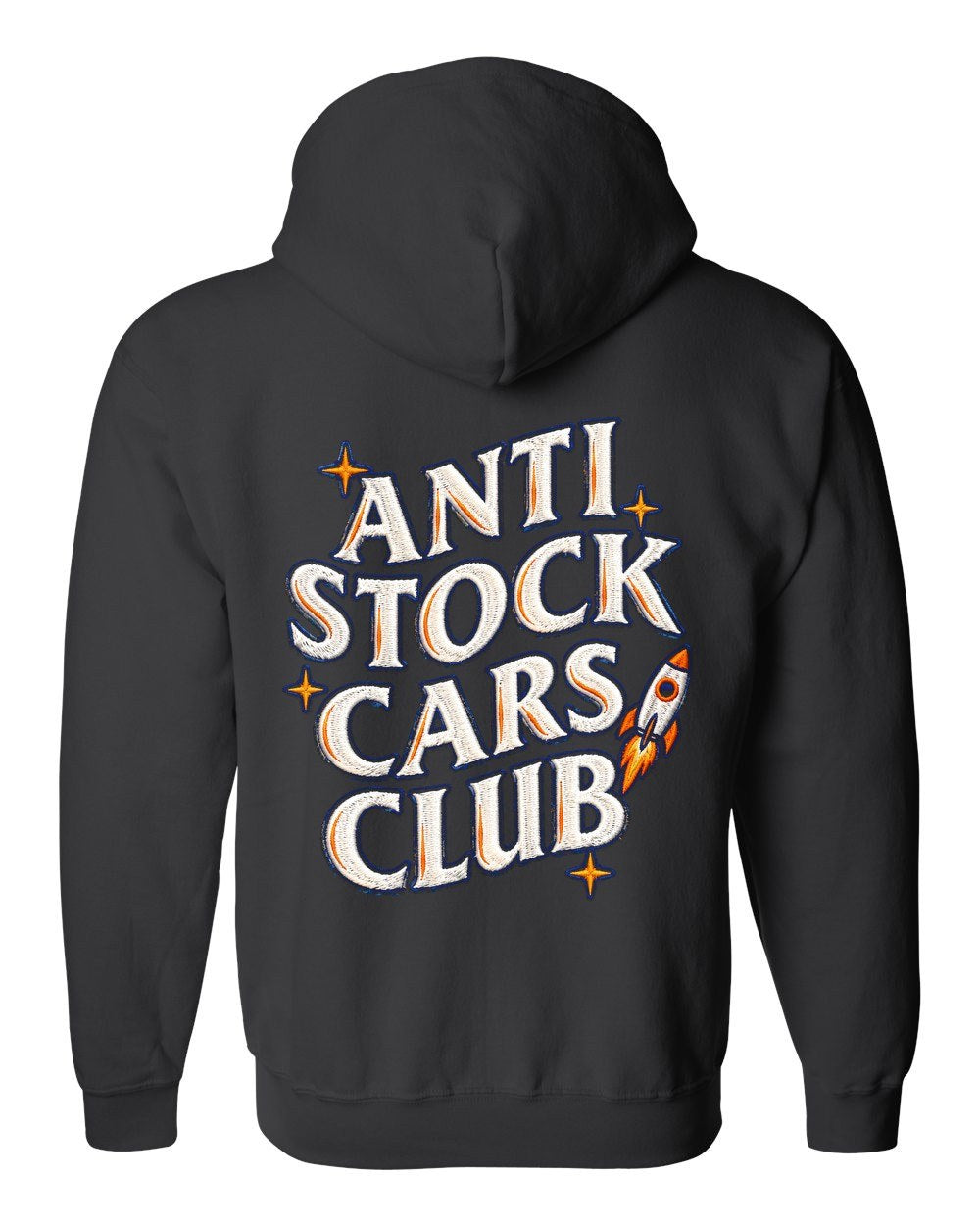 Anti Stock Cars Club Space Mission Patch Zip Hoodie Black back
