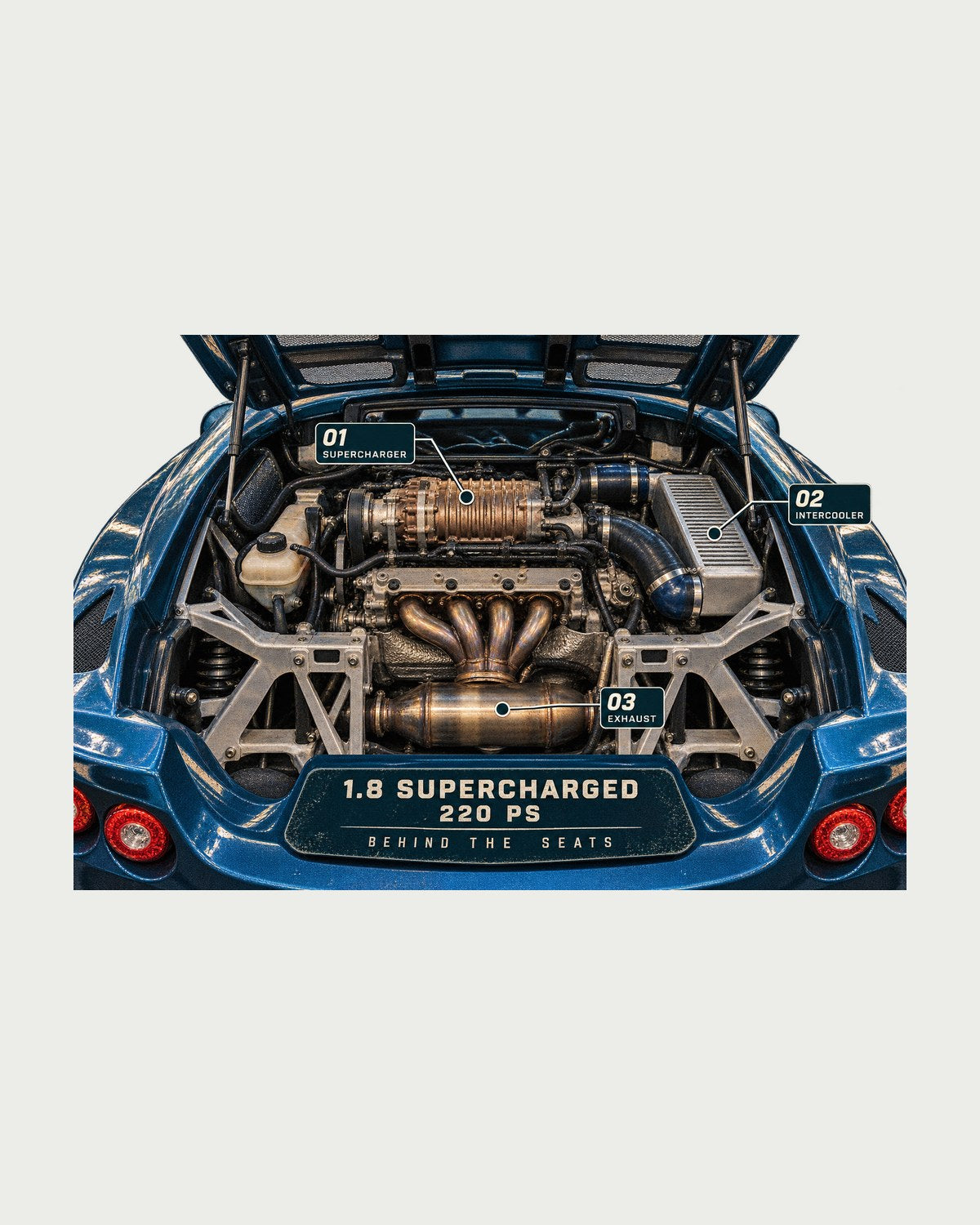 Lotus Exige S 2ZZ Engine Hero Tee, 1.8 Supercharged 220 PS design only