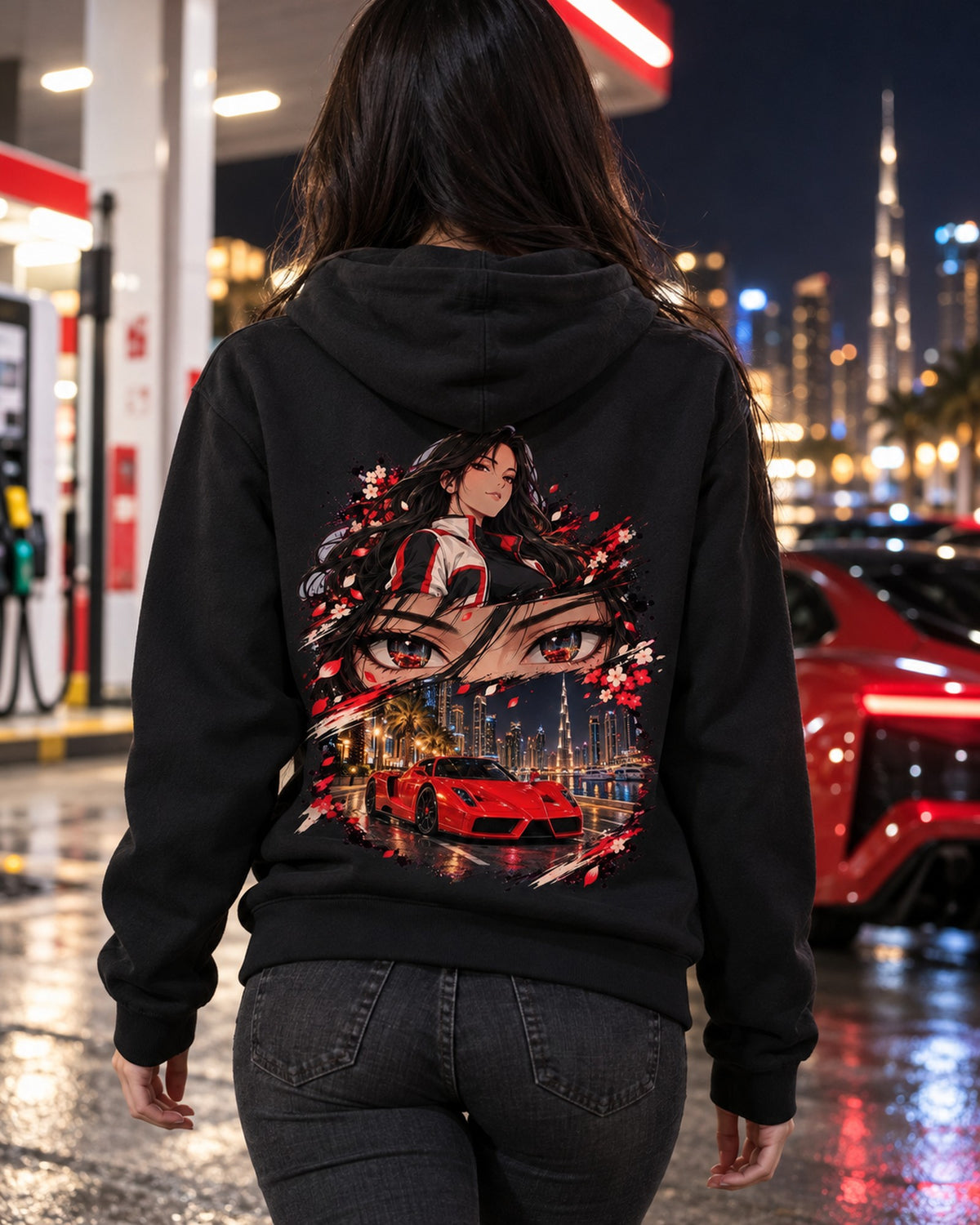 Ferrari Enzo Anime Girl Shirt, Hoodie & More Zip Hoodie Black worn hero