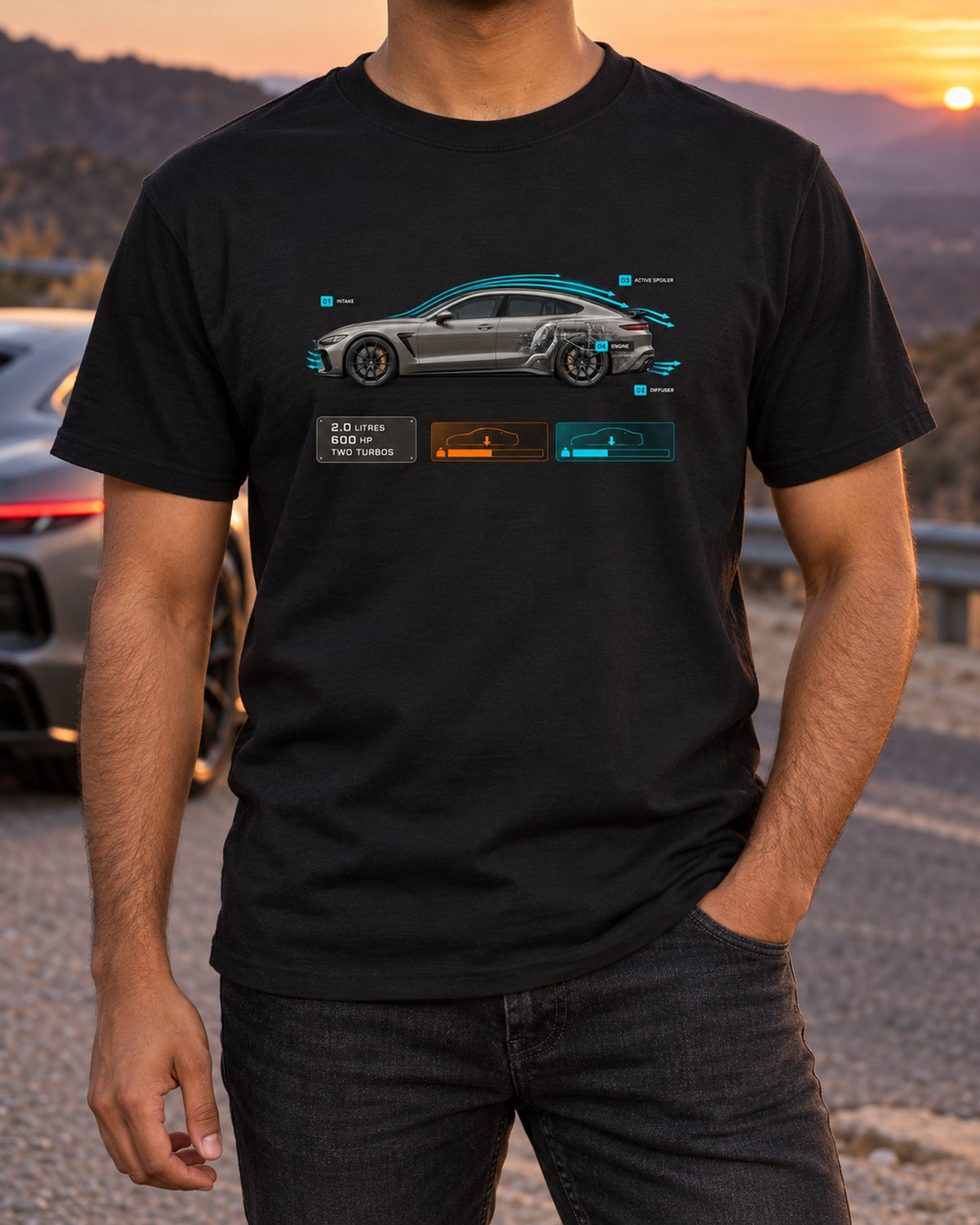 Koenigsegg Gemera Aero Callouts Shirt, Car Guy Gift T-Shirt Black worn hero