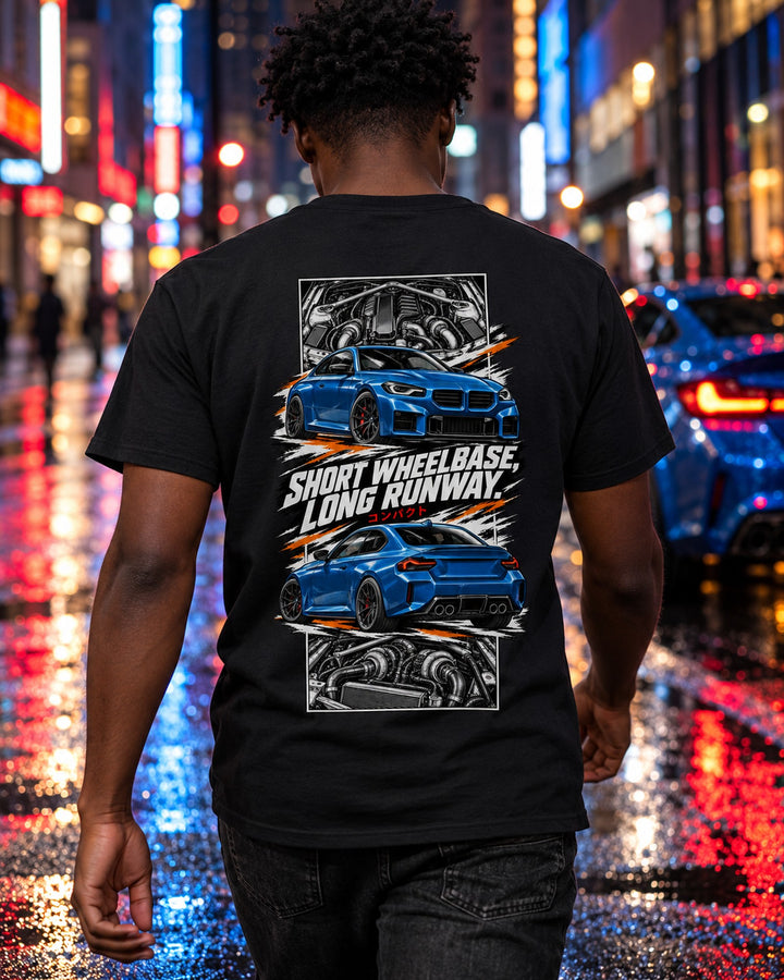 BMW M2 Torn Poster Full-Back Graphic Tee T-Shirt Black worn hero