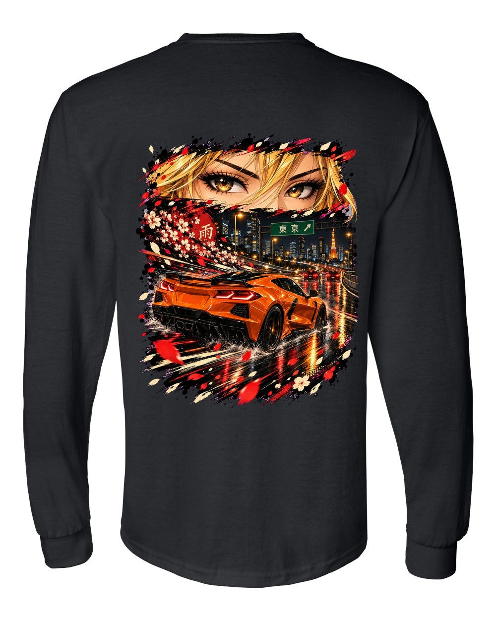 Chevrolet Corvette C8 Z06 Anime Girl Long Sleeve Black back