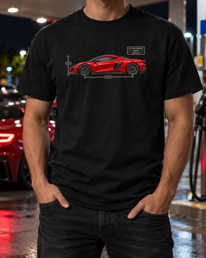 Acura NSX NC1 Type S Side Dimension Blueprint Tee, Car Gift T-Shirt Black worn hero