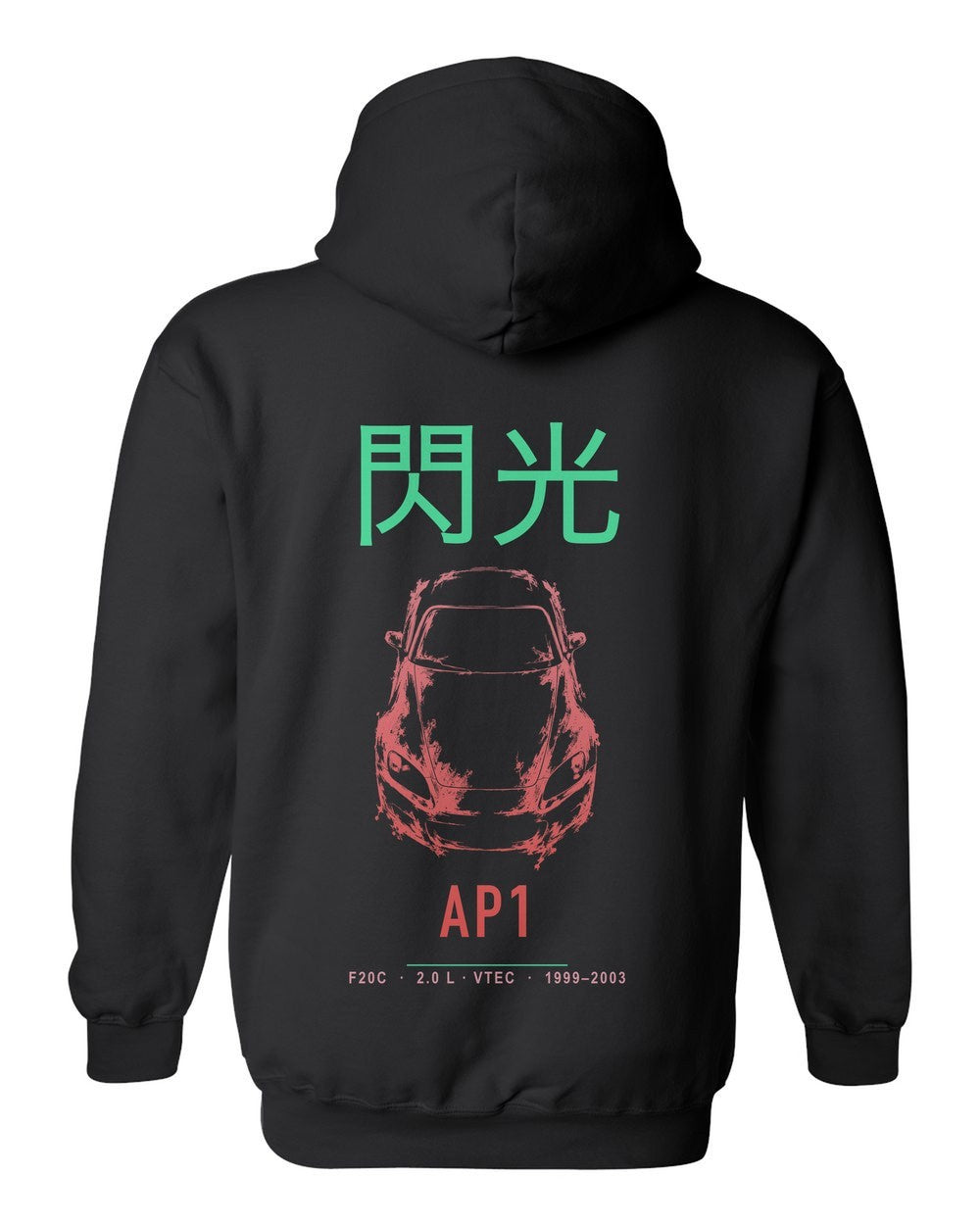 AP1 full-back artwork black pull over hoodie back view with the design
