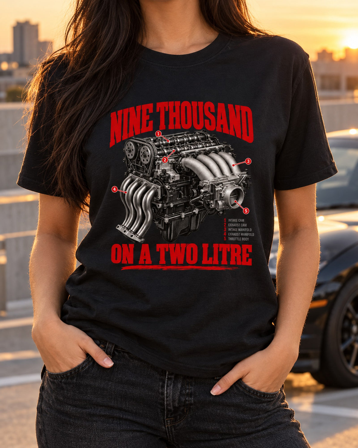 Honda S2000 AP1 Nine Thousand RPM Engine Hero Shirt T-Shirt Black worn hero