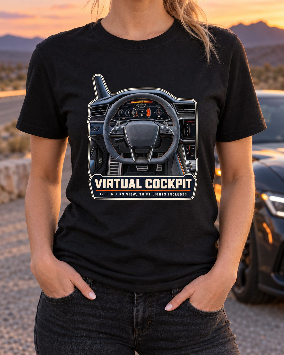 Audi RS7 Sportback C8 Virtual Cockpit Gauge Shirt, Car Guy Gift T-Shirt Black worn hero
