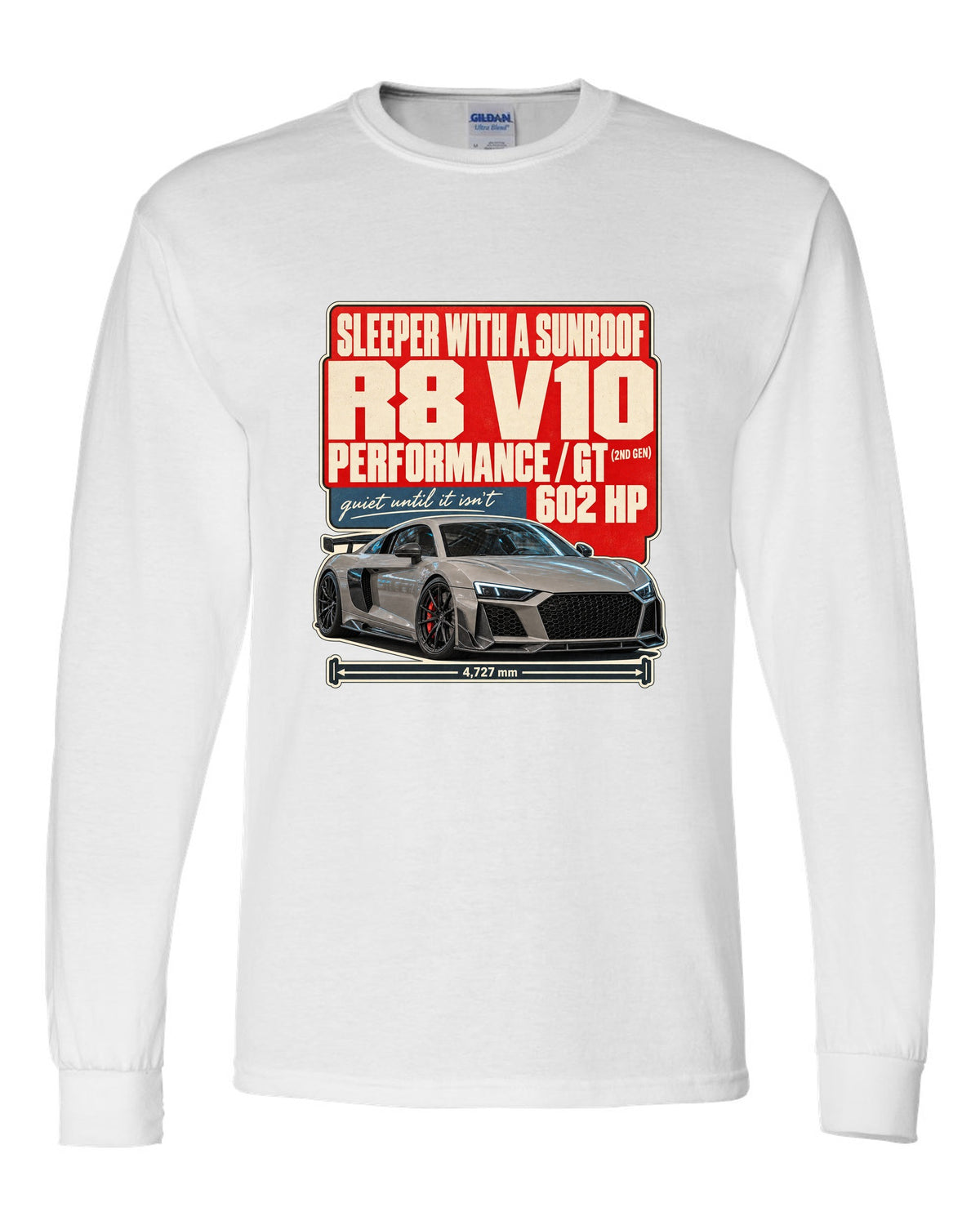 Audi RS7 Sportback C8 street poster print design white long sleeve front view with the design
