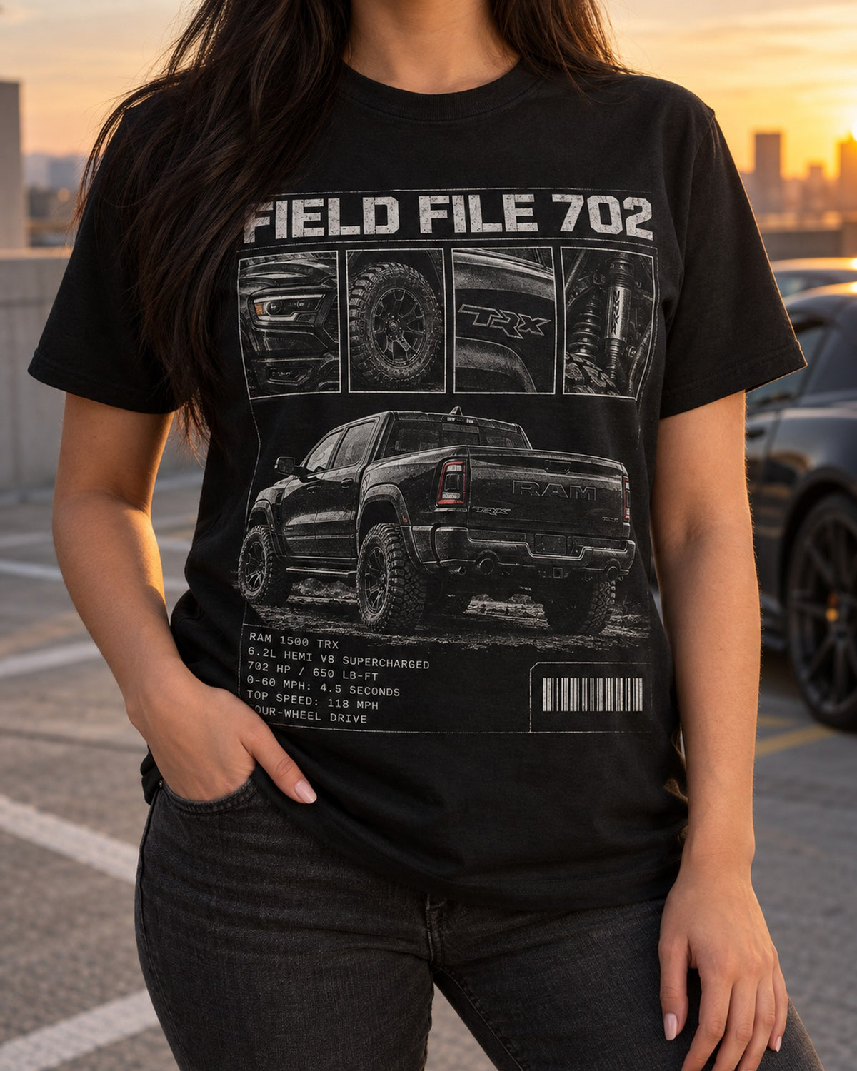 Ram 1500 TRX Dossier Panels Shirt, Field File 702 T-Shirt Black worn hero