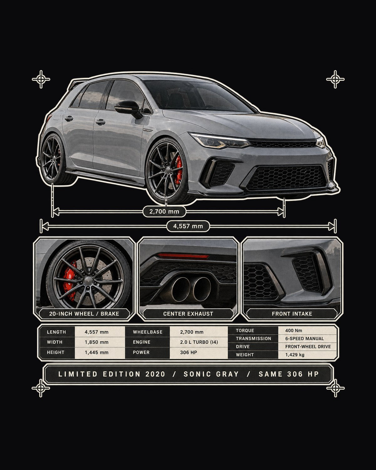Honda Civic Type R FK8 Limited Edition Sonic Gray Dossier Tee design only