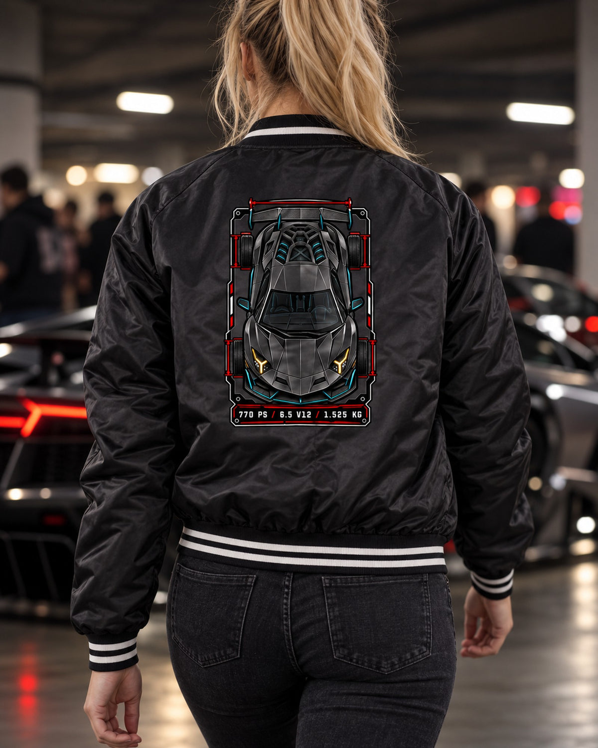 Aventador SVJ LP770-4 Spec Sheet Data Plate Tee, 770 PS Bomber Jacket Black worn hero