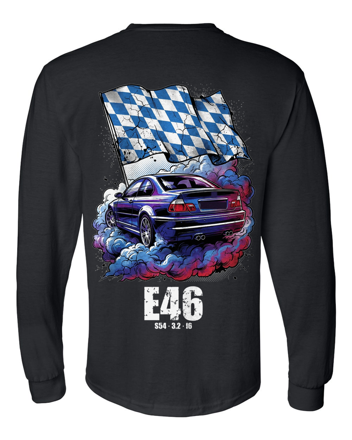 BMW M3 E46 Lozenge Long Sleeve T-Shirt — Black back