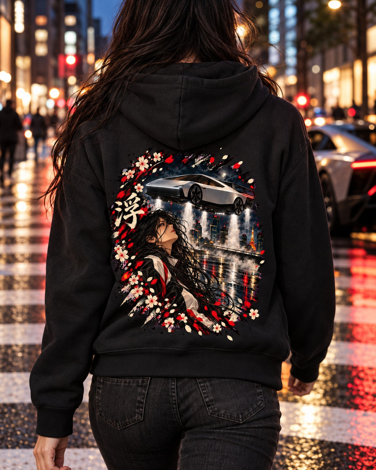 Tesla Roadster 2026 Hover Anime Girl Shirt, Hoodie & More Zip Hoodie Black worn hero