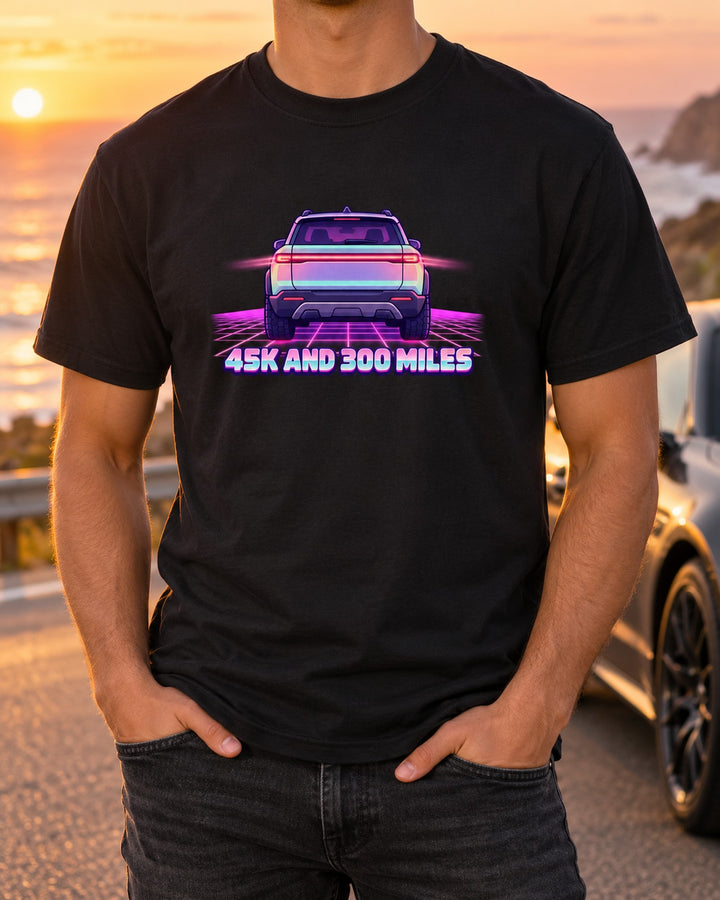 Rivian R2 Pastel Taillights Vaporwave Shirt, EV Car Tee T-Shirt Black worn hero