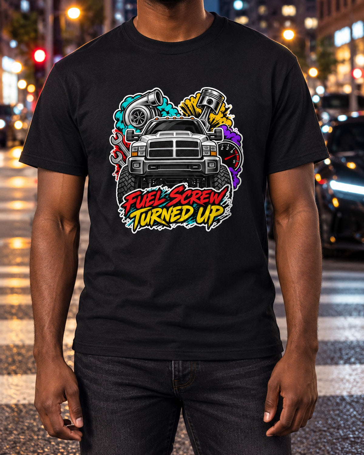 Dodge Ram 2500 12V Cummins Sticker Collage Shirt, Fuel Screw T-Shirt Black worn hero